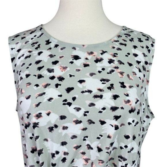 DKNY Cheetah Print Sleeveless Blouse Side Knot LG - Picture 4 of 5